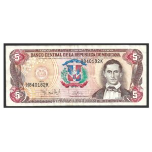 CÉDULA DA REPÚBLICA DOMINICANA 5 PESOS ORO MBC