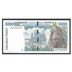 CÉDULA DOS ESTADOS DA ÁFRICA OCIDENTAL 5000 FRANCOS MBC