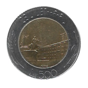 MOEDA DA ITÁLIA 500 LIRAS 1989 KM 111