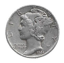 MOEDA DOS EUA 10 CENTS / ONE DIME 1944 KM 140