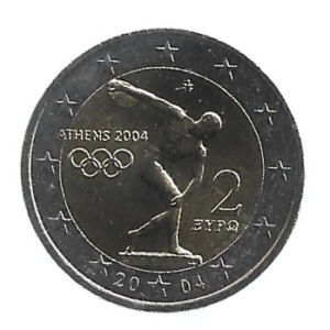 MOEDA DA GRÉCIA 2 EUROS 2004 KM 209