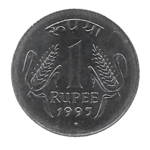 MOEDA DA ÍNDIA 1 RUPIA 1997 KM 92.2