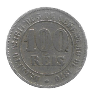 MOEDA DO BRASIL 100 RÉIS 1871 V 002 MBC/SOB