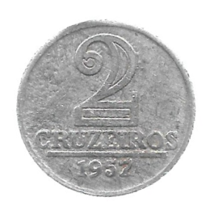 MOEDA DO BRASIL 2 CRUZEIROS 1957 V 279 MBC
