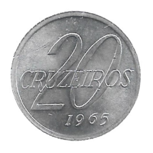 MOEDA DO BRASIL 20 CRUZEIROS 1965 V 285 SOB/FC