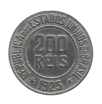 MOEDA DO BRASIL 200 RÉIS 1923 V 095 SOBERBA
