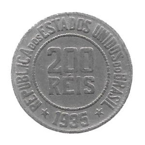 MOEDA DO BRASIL 200 RÉIS 1935 V 107 MBC/SOB