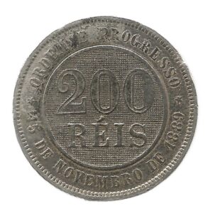 MOEDA DO BRASIL 200 RÉIS 1898 V 051 MBC