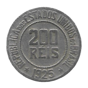 MOEDA DO BRASIL 200 RÉIS 1925 V 097 MBC/SOB
