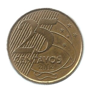 MOEDA DO BRASIL 25 CENTAVOS 2012 V 526 BATIDA DUPLA NO CENTAVOS