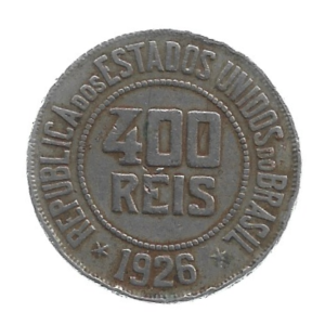 MOEDA DO BRASIL 400 RÉIS 1926 V 115 MBC