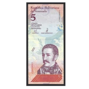 CÉDULA DA VENEZUELA 5 BOLÍVARES 2018 FE