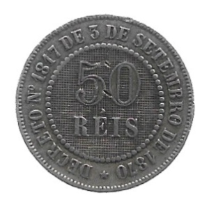 MOEDA DO BRASIL 50 RÉIS 1886 V 025 MBC/SOB