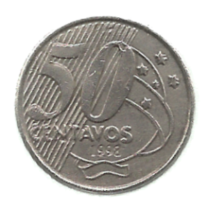 MOEDA DO BRASIL 50 CENTAVOS 1998 V 536 BATIDA DUPLA NOS CENTAVOS E BRASIL