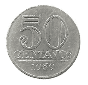 MOEDA DO BRASIL 50 CENTAVOS 1959 V 271 MBC