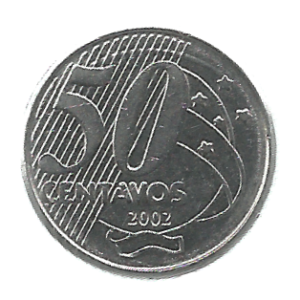 MOEDA DO BRASIL 50 CENTAVOS 2002 V 539 RASTRO NAS ESTRELAS
