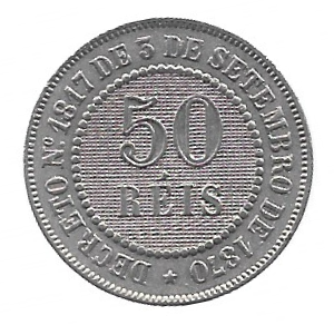 MOEDA DO BRASIL 50 RÉIS 1886 V 025 SOB/FC