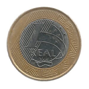 MOEDA DO BRASIL 1 REAL 2005 V 565 40 ANOS BC BATIDA DUPLA NO REAL