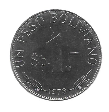 MOEDA DA BOLÍVIA 1 PESO 1978 KM 192
