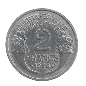 MOEDA DA FRANÇA 2 FRANCOS 1946 KM 886 A