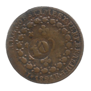 MOEDA DO BRASIL 20 RÉIS COM CARIMBO GERAL DE 10 1826 R C 590 MBC