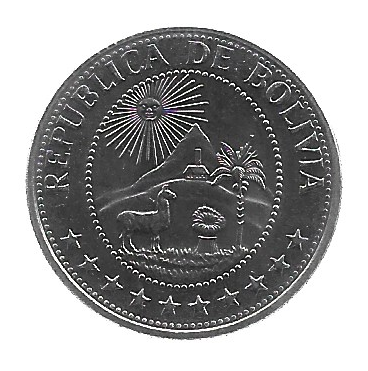 MOEDA DA BOLÍVIA 1 PESO 1978 KM 192 - Imagem 2