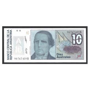 CÉDULA DA ARGENTINA 10 AUSTRALES SOB/FE