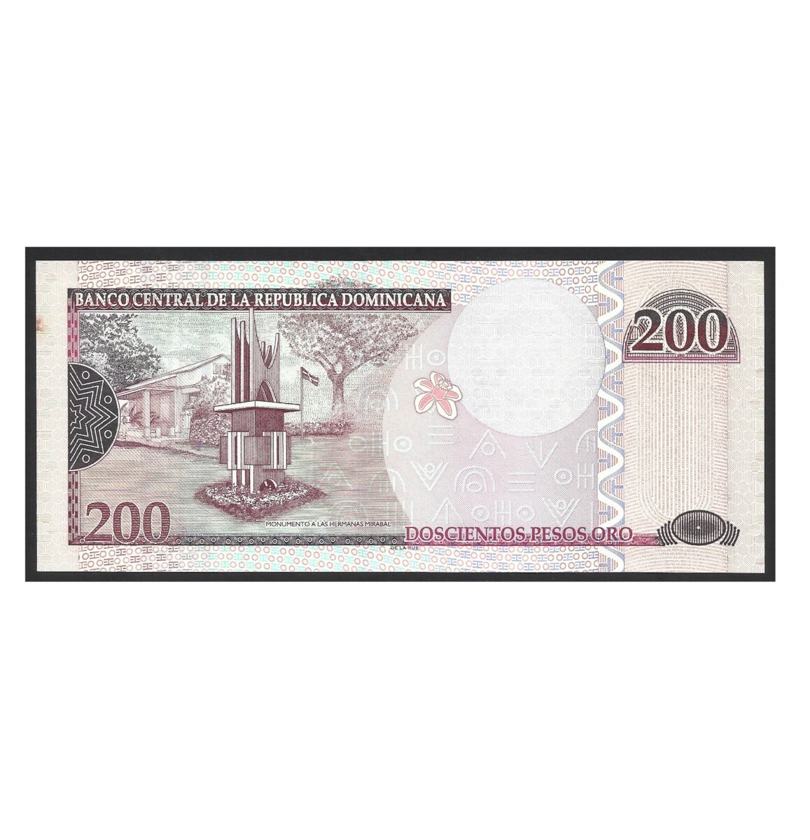 CÉDULA DA REPÚBLICA DOMINICANA 200 PESOS ORO SOB/FE - Imagem 2