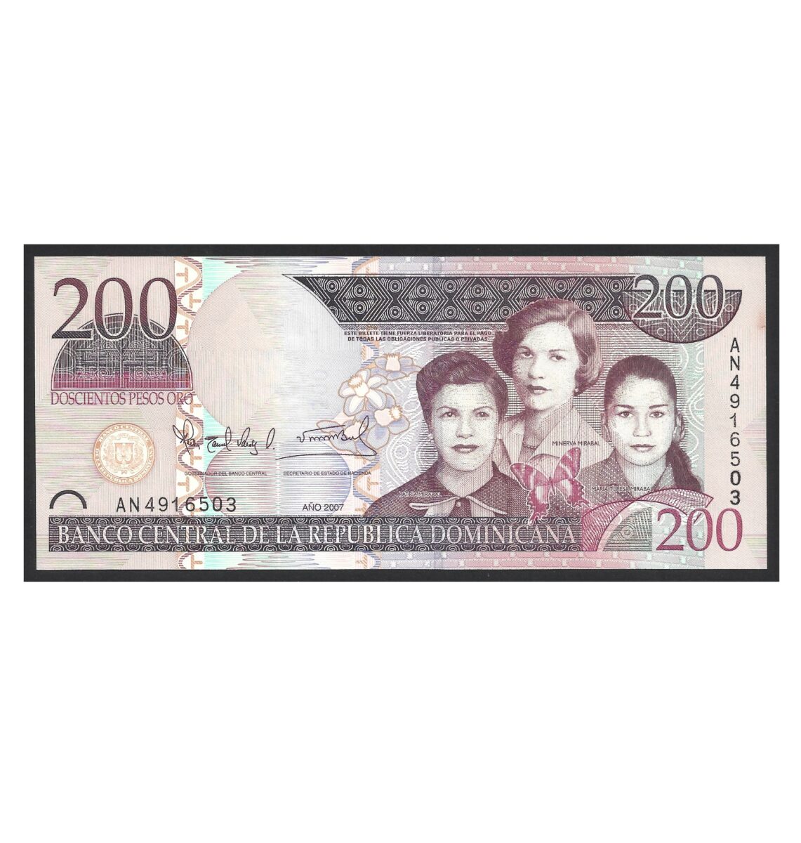 CÉDULA DA REPÚBLICA DOMINICANA 200 PESOS ORO SOB/FE