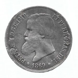 MOEDA DO BRASIL 2000 RÉIS 1869 P 634