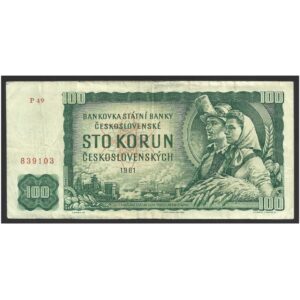 CÉDULA DA TCHECOSLOVÁQUIA 100 KORUN 1961 MBC