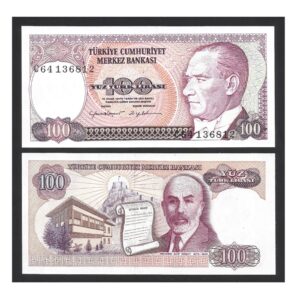 CÉDULA DA TURQUIA 100 LIRAS SOB/FE