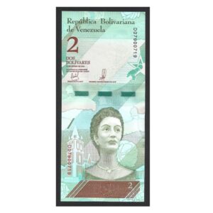 CÉDULA DA VENEZUELA 2 BOLÍVARES 2018 SOB/FE