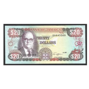 CÉDULA DA JAMAICA 20 DÓLARES SOBERBA