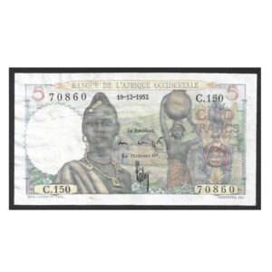 CÉDULA DOS ESTADOS DA ÁFRICA OCIDENTAL 5 FRANCOS MBC