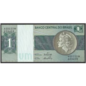 CÉDULA DO BRASIL 1 CRUZEIRO REPOSIÇÃO C 129 A SOB/FE