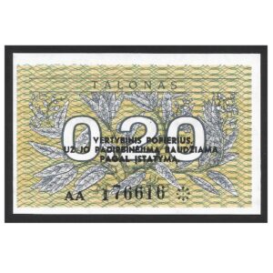 CÉDULA DA LITUÂNIA 0,20 TALONAS 1991 P 30 SOB/FE