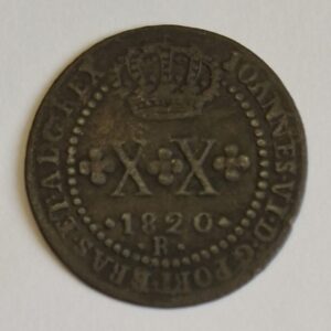 MOEDA DE COBRE XX RÉIS 1820 R C 507 MBC/SOB