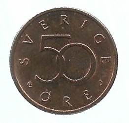 MOEDA DA SUÉCIA 50 ORE 1992 KM 878