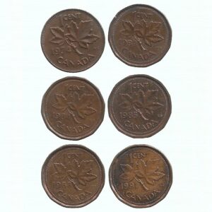 MOEDAS DO CANADÁ 1 CENT 1974  83 84 85 88 91