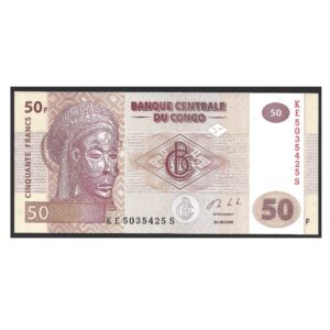 CÉDULA DO CONGO 50 FRANCOS 2020 FE