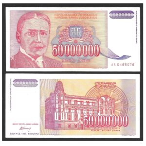 CÉDULA DA IUGOSLÁVIA 50.000.000 DINARES SOBERBA