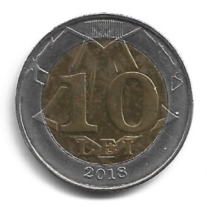 MOEDA DA MOLDÁVIA 10 LEI 2018