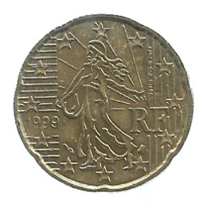 MOEDA DA FRANÇA 20 CENTS 1999 KM 1285