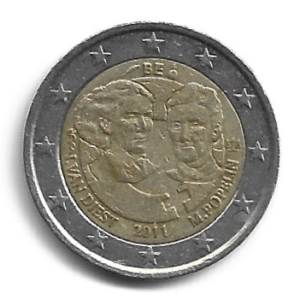 MOEDA DA BÉLGICA 2 EUROS 2011 KM 308