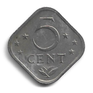 MOEDA DAS ANTILHAS HOLANDESAS 5 CENT 1975 KM 13