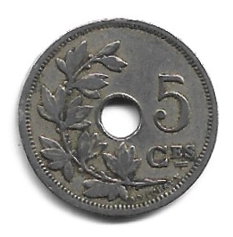 MOEDA DA BÉLGICA 5 CENTS 1902 KM 46
