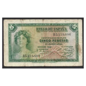 CÉDULA DA ESPANHA 5 PESETAS MBC