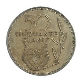 MOEDA DE RUANDA 50 FRANCOS 1977 KM 16