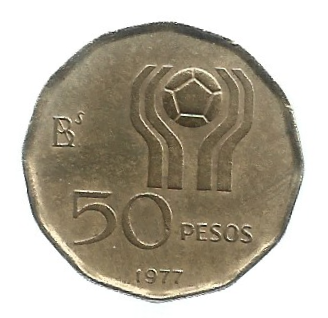 MOEDA DA ARGENTINA 50 PESOS 1977 KM 76 - Imagem 2
